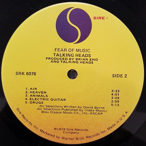 Talking Heads : Fear Of Music (LP, Album, Jac)