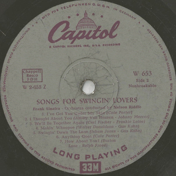 Frank Sinatra : Songs For Swingin' Lovers! (LP, Album, Mono, 1st)