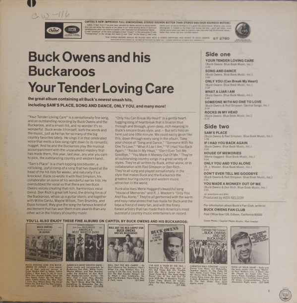 Buck Owens And His Buckaroos : Your Tender Loving Care (LP, Album, Los)