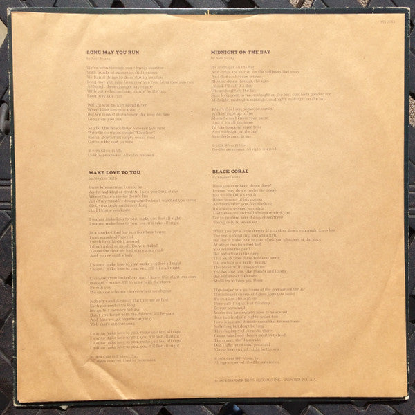 The Stills-Young Band : Long May You Run (LP, Album, San)