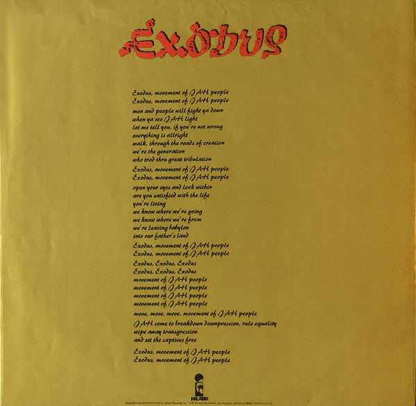 Bob Marley & The Wailers : Exodus (LP, Album, San)