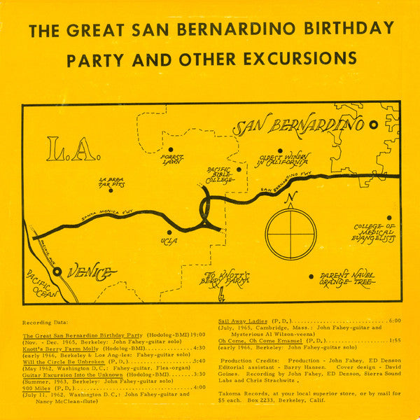 John Fahey : Guitar Vol. 4 / The Great San Bernardino Birthday Party And Other Excursions (LP, Album, RP)