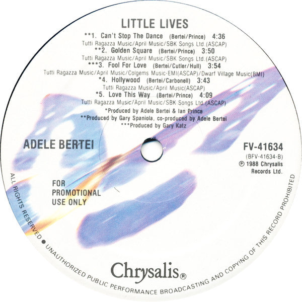 Adele Bertei : Little Lives (LP, Album, Promo)