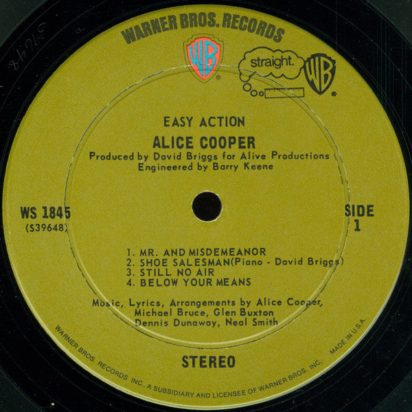 Alice Cooper : Easy Action (LP, Album, RE, Ter)