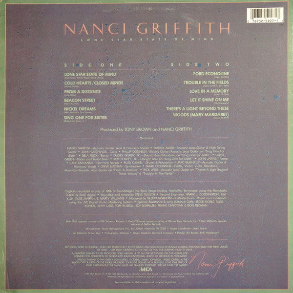 Nanci Griffith : Lone Star State Of Mind (LP, Album, Club)