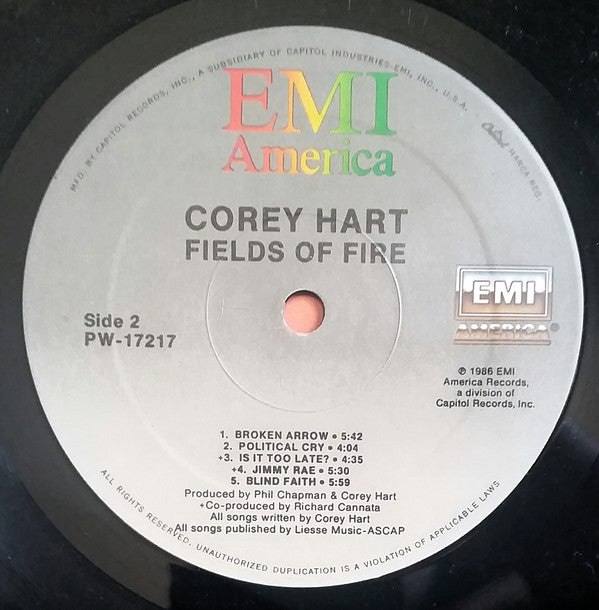 Corey Hart : Fields Of Fire (LP, Album)