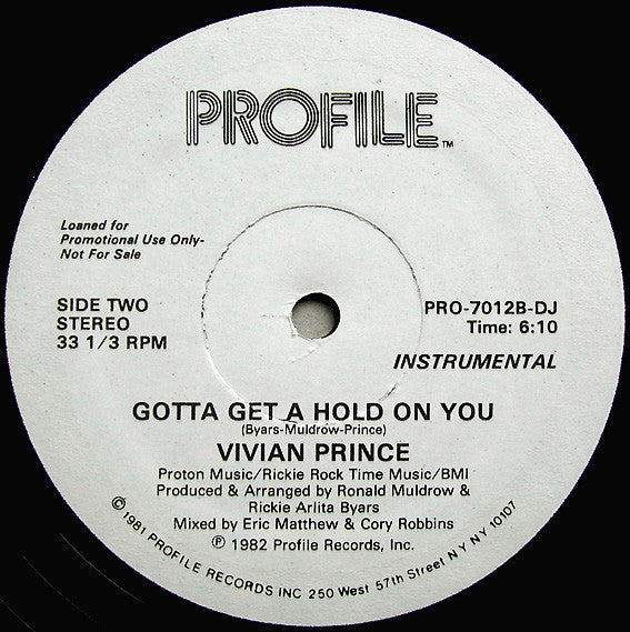 Vivian Prince : Gotta Get A Hold On You (12", Promo)