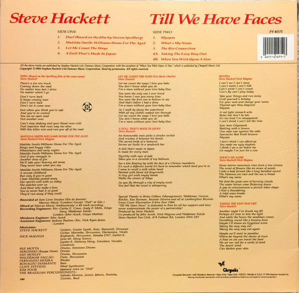 Steve Hackett : Till We Have Faces (LP, Album, Club)