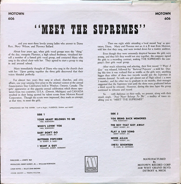 The Supremes : Meet The Supremes (LP, Album, Mono, M/Print, Roc)