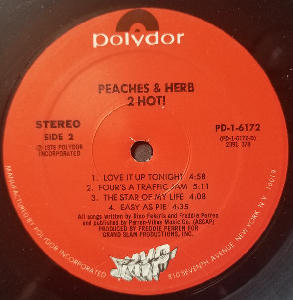 Peaches & Herb : 2 Hot!  (LP, Album, Mon)