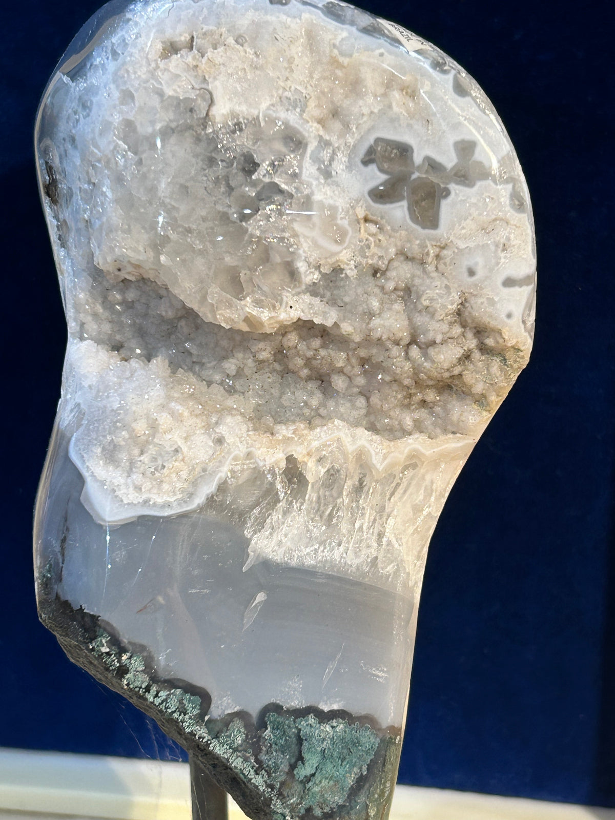 Smooth Chalcedony and  Quartz on a Stand