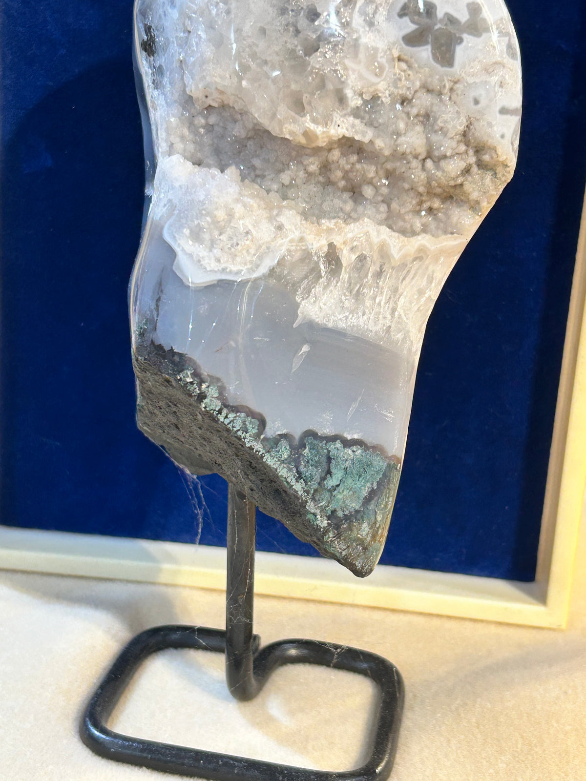 Smooth Chalcedony and  Quartz on a Stand